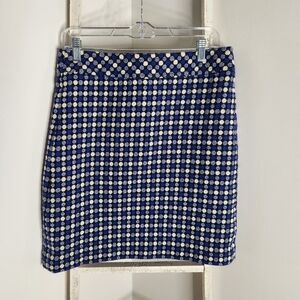 Talbots womens size 6 blue black white wool blend a line skirt